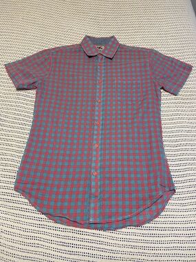 Filthy Etiquette Dress Lavender Gingham Check Short Sleeve Button Up Size Medium
